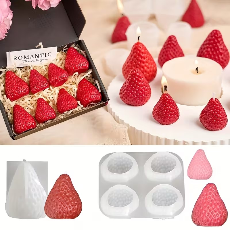 Soap Making Material - Strawberry Silicone Candle Mold for DIY
