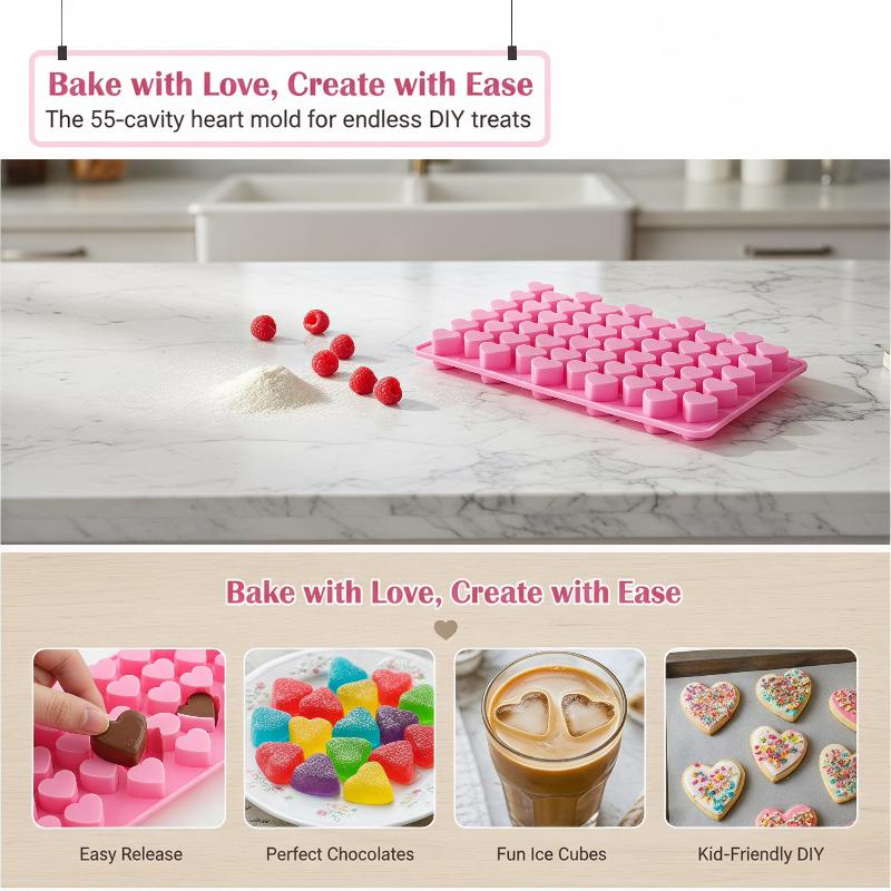 55 Grids Heart Silicone Cake M - Soap Making Material 评论和价格
