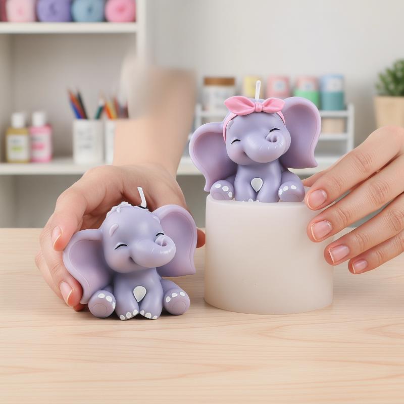 Cute 3D Elephant Silicone Cand - Soap Making Material 评论和价格