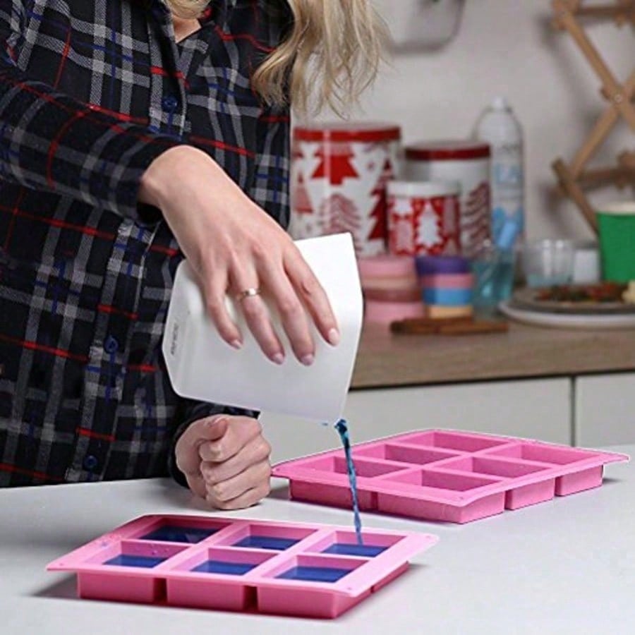 1-2 Pack 6‑Cavity DIY Silicone - Soap Making Bar 评论和价格